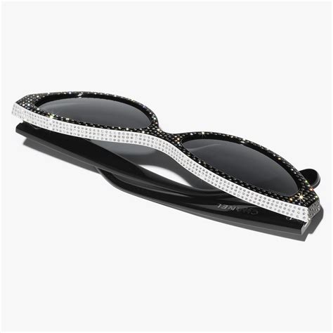 chanel diamante sunglasses w/ rhinestones|Chanel frameless sunglasses.